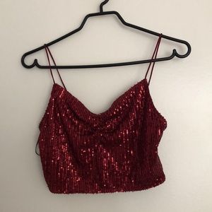 Fashion Nova Red Sequin Crop Top
